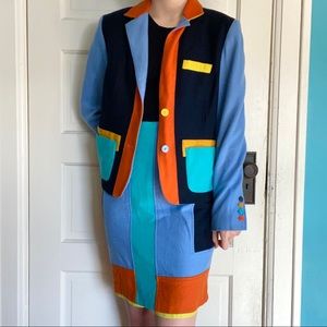 Vintage Colorblock Blazer Set